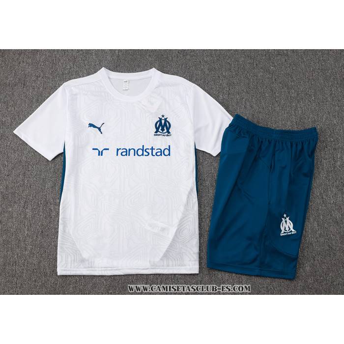 Chandal del Olympique Marsella 24-25 Manga Corta Blanco - Pantalon Corto